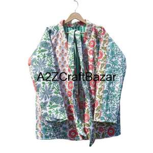 Chaqueta de Algodón Acolchada Floral Hecha a Mano en India, Estilo Jaipuri Vintage, Mangas Largas, Reversible, Secado Rápido, para Otoño, Corta, para Fiestas - Product Image 2