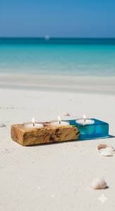 Porte-bougie votif parfumé en bois et résine fait main tendance pour la décoration de la maison pour Diwali - Product Image 2