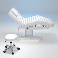 Table de soin électrique réglable avec éclairage LED, design moderne en PU, 3 moteurs, pliable pour spa, salon et soins du visage médicaux