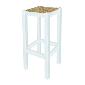 WELL HOME Banco Alto Cuadrado Rústico de Madera 32.5x32.5x70 cm Acabado Blanco Elegantes Taburetes de Bar - Product Image 1