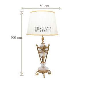 ฐานโคมไฟตั้งโต๊ะทองเหลืองและคริสตัลโบราณมีรายละเอียดหรูหราและตกแต่งด้วยแท่นแกะสลักสำหรับการตกแต่งภายในที่หรูหราแบบคลาสสิก - Product Image 6