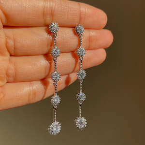 Golden and <b>Silver</b> Diamond Dangle Drop <b>Earrings</b> Fringe Tassel <b>Earrings</b> - Gold - <b>Long</b> - Product Image 2