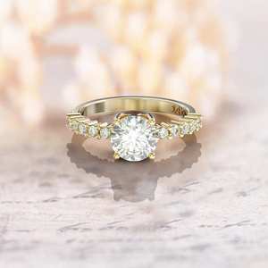 Elegante Anillo de Compromiso de Moissanita de 1 Quilate, Anillo de Boda Solitario de Oro Blanco de 14K con Corte Redondo para Mujer, Venta al por Mayor - Product Image 6