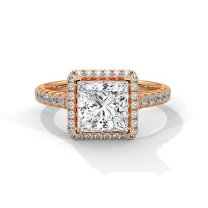 2.0ct Princess Cut CZ Halo <b>Solitaire</b> <b>Ring</b> 925 Sterling <b>Silver</b> Engagement Band - Product Image 3