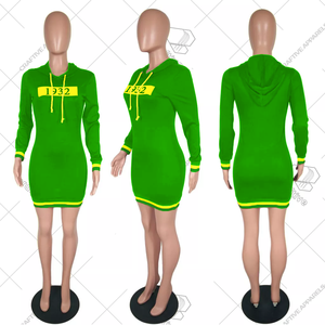 Vente en gros Chi Eta Phi Robe mi-longue en jersey à motif uni avec sweat à capuche côtelé broderie personnalisée pour les saisons de printemps automne hiver - Product Image 2