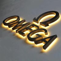 Letrero personalizado Recepción comercial Letreros Led Señalización 3D Retroiluminado Personalizable Tienda Letrero frontal Logotipo de metal Letra de canal