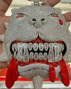 Collar con Colgante de Diamante de Latón para Hombre, Chapado en Plata, Estilo Punk Gótico - Product Image 2