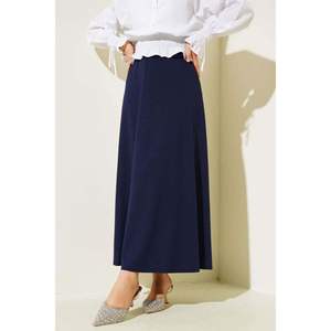 Jupe Cloche Basique avec Taille Élastique Bleu Marine - Product Image 1