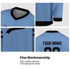 เสื้อเจอร์ซีย์ฮ็อกกี้น้ำแข็งคอวีผ้าโพลีเอสเตอร์100% ระบายอากาศได้และปักทำในปากีสถานสามารถปรับแต่งได้พร้อมชื่อทีม - Product Image 5