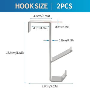 Ganchos sobre la puerta Metal resistente sobre ganchos dobles Percha No se requiere montaje para abrigos Chaquetas Sombreros Toallas Ideal para Baño - Product Image 4