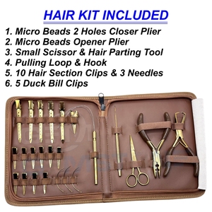 Stainless Steel Durable Hair Extension Tools Kit with Micro Bead <b>Pliers</b> <b>Set</b> Opener/Closer Scissors Hooks Clips & Needles - Product Image 2