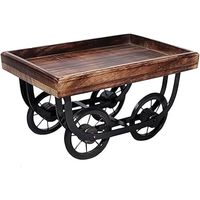 Chariot de rangement à roulettes 2 niveaux en bois écologique avec plateaux en bambou, idéal pour la cuisine, importé d'Inde