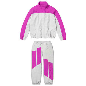 Ensemble de survêtement pour homme en polyester sur mesure, veste zippée en nylon et pantalon de jogging, ensemble coupe-vent en nylon patchwork - Product Image 2