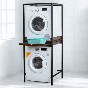 Washing Machine and Dryer <b>Rack</b> 80x77x200cm with Sliding Laundry Tray for Easy Installation & Wall-Mounted <b>Drying</b> - Product Image 1