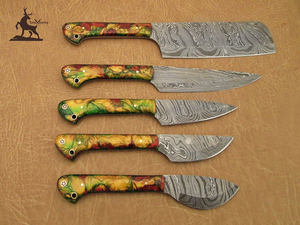 Cuchillo de cocina de acero de Damasco personalizable OEM con mango de resina y Funda de cuero regalo de Navidad/cumpleaños para él y ella - Product Image 3