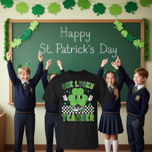 T-shirt One Lucky Teacher Shamrock Face pour la Saint-Patrick - Product Image 3