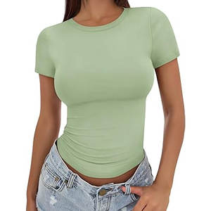 T-shirts d'été à manches courtes pour femmes, col ras du cou, Slim Fit Basic Tees 2025 Crop Tops Y2k Clothes Outfits Crew Neck Gym Crop Tops - Product Image 4