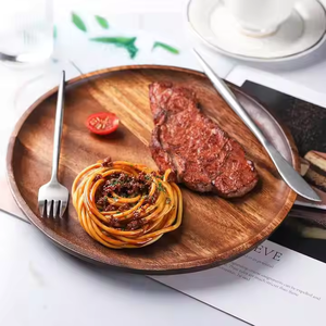 Meilleure qualité alimentaire demi-assiette en bois d'acacia plats de dîner ronds à bas prix pour les ustensiles de cuisine par l'artisanat croissant - Product Image 1