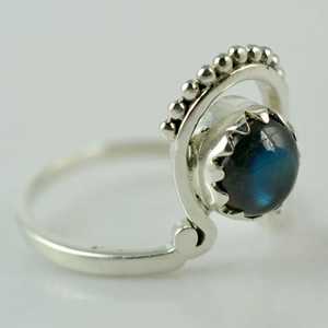 Boho Chic Labradorite Ring 925 Sterling Silver Handmade Geometric Perfect Gift for Her Birthday November Birthstone Jewelry - Product Image 5