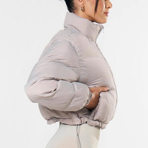 Custom Logo <b>Women's</b> Winter Short Puffer Jacket Crop Bubble Jacket Causal Warm Insulated Thick Bubble Jacket For Ladies - Product Image 2