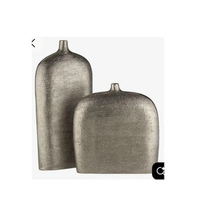 Florero de Metal Plateado Cepillado de Alta Gama, Decoración Moderna para Sala de Estar/Hotel, Maceta de Metal Personalizada para Decoración de Sala de Estar - Product Image 2