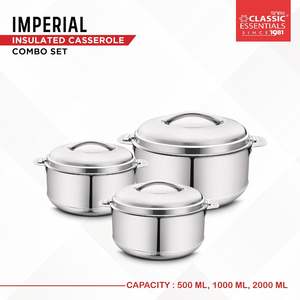 Juego de cazuelas de acero inoxidable de doble pared imperial con tapa, cuenco para servir con espejo, construcción de metal duradera - Product Image 3