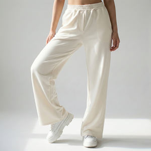 Comfortable Mid Waist Straight-Fit Streetwear <b>Trousers</b> <b>with</b> <b>Elastic</b> <b>Waistband</b> for Spring - Product Image 1