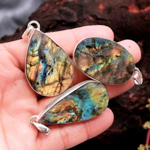 Rare Labradorite Druzy Agate Mary Pendentif Druzy Cabochon fait à la main Pierre précieuse en vrac Solide Bijoux en argent sterling 925 Pendentif à breloque - Product Image 5