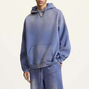 Sweat à capuche pour homme en couleur unie, durable, délavé au soleil, personnalisable, léger, décontracté, sweats à capuche délavés au soleil pour homme - Product Image 3