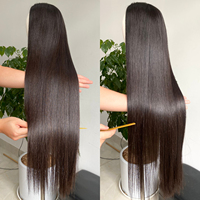 Perruques de Cheveux Humains Vierges Bruts Lisses en Gros pour Femmes Noires, Densité 180%, Full Lace Frontale HD
