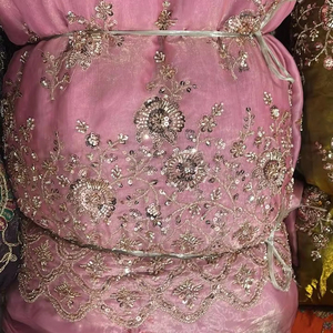 Tissu en dentelle de georgette respirant brodé de couleur personnalisée pour robes de soirée, robes de mariée, poids moyen, confection de robes - Product Image 1