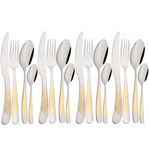 Juego de cubiertos Modern Shine and Elegance Contemporáneo Acabado plateado y dorado - Product Image 4