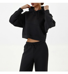 Nouveau survêtement élégant à logo personnalisé, sweats à capuche et jogging à épaules tombantes, ensemble 2 pièces, survêtements pour femmes - Product Image 4