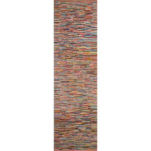 Tapis en laine noués à la main style Kilim Nuray, motif abstrait rayé en puzzle, pour entrée et couloir de maison, rectangulaire Pae-1068 - Product Image 1