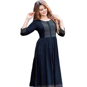 Ready-Made Ladies Cotton and Silk Rayon Kurtis with Handwork and Embroidery Indian Style Stitching XXXL Size for Online Sale