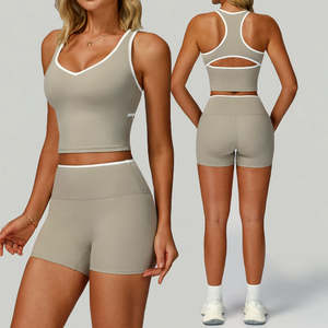 <b>Women's</b> Lightweight Yoga Vest with I-Shaped <b>Tight</b> Back Solid Style Summer Sports & Fitness Tops Contrasting Hemmed Vest - Product Image 2