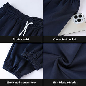 Pantalones deportivos para correr para gimnasio para hombre, pantalones deportivos informales con bolsillos laterales, patrón recto ligero teñido liso, estilo frontal plano - Product Image 6