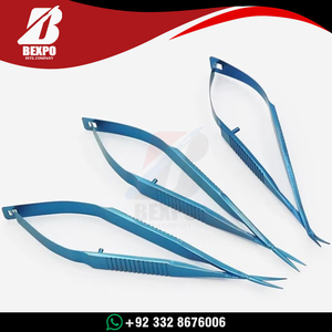 Tijeras de Capsulotomía de Titanio para Disección de Tejidos, 10cm, Ultraligeras, No Magnéticas, Azules, Reutilizables, Herramienta Quirúrgica Oftálmica - Product Image 2