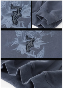 Customizable Color Embroidered Beaded Rose Print Hoodie for <b>Men</b> Drop shoulder Trendy loose Hoodie for <b>Men</b> - Product Image 4