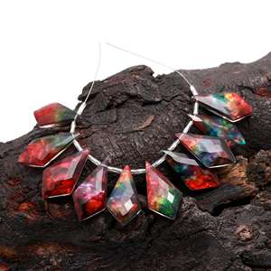 Cuentas de Briolette en Forma de Cometa de Moda, 5 Pares de Cuentas de Doble Ammolite, Ópalo Etíope Negro, Combinación Elegante - Product Image 2