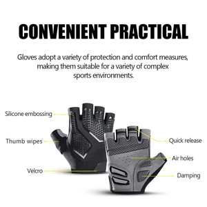 Guantes de ciclismo Unisex de medio Dedo de protección cómoda duraderos con palma acolchada agarre antideslizante tela transpirable para invierno - Product Image 5