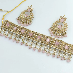 ชุดเครื่องประดับและชุดเครื่องประดับสำหรับผู้หญิงชุดสร้อยคอแบบห้อยติดรอบลำคอประดับด้วยเม็ดสีทองแฟนซีดีไซน์รูปทรงสี่เหลี่ยมแบบดั้งเดิม - Product Image 1