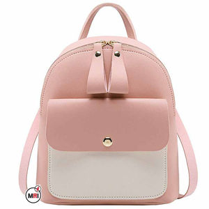 New Style Two Color PU Leather Trendy OEM Girl School and Travel Bag Fashionable Plain Zipper Soft Shoulder <b>Backpack</b> Bag - Product Image 2