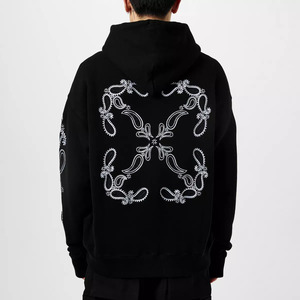 Sweat à capuche d'hiver pour homme en coton mélangé, avec logo personnalisé, polaire épaisse avec poche, respirant, streetwear de luxe - Product Image 3