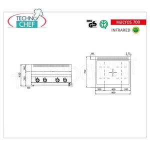 Cuisinière électrique 4 zones avec plaque infrarouge, Kw.12.8 - Product Image 3