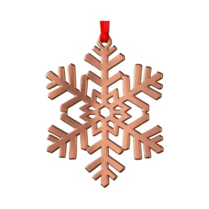 Copper Plated Snowflake Ornament Led Lighting Chic Christmas Decoration with Red Ribbon for Holiday Trees Metal Ornaments - Product Image 1