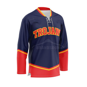 เสื้อฮอกกี้น้ำแข็งผู้ชายแบบพิมพ์ลายตามสั่ง คุณภาพสูง สีสันตามสั่ง ผ้าแห้งเร็ว ผสมสแปนเด็กซ์/คอตตอน ชุดกีฬา - Product Image 4
