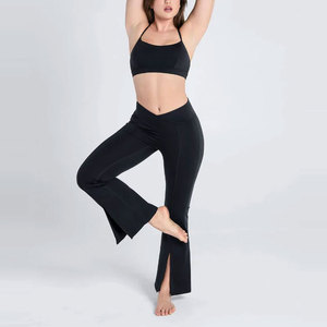 Custom Logo Plus Size Yoga Workout Gym Running Scoop <b>Back</b> Sport Top High Waisted Push up Flare Leggings Women Activewear Sets - Product Image 4