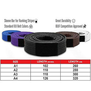 Cinturones de artes marciales de alta calidad de primera calidad, diseño de logotipo OEM personalizado, rayas en diferentes colores, hechos de poliéster y algodón - Product Image 6