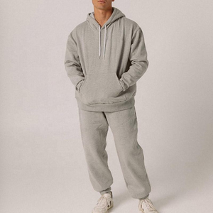 Vente en gros OEM ensemble survêtement 2 pièces pour femmes de haute qualité en coton épais pantalon de survêtement surdimensionné à capuche motif solide long - Product Image 4